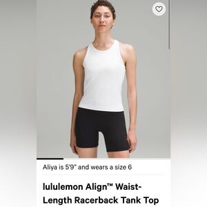 Lululemon Align Waist Length Racerback Tank Top White